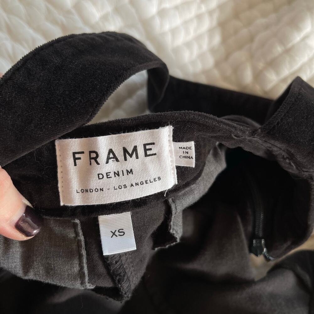 FRAME Le Velveteen Velvet Jumpsuit In Black Wide Leg Overalls Size XS Sexy Chic - Picture 16 of 16